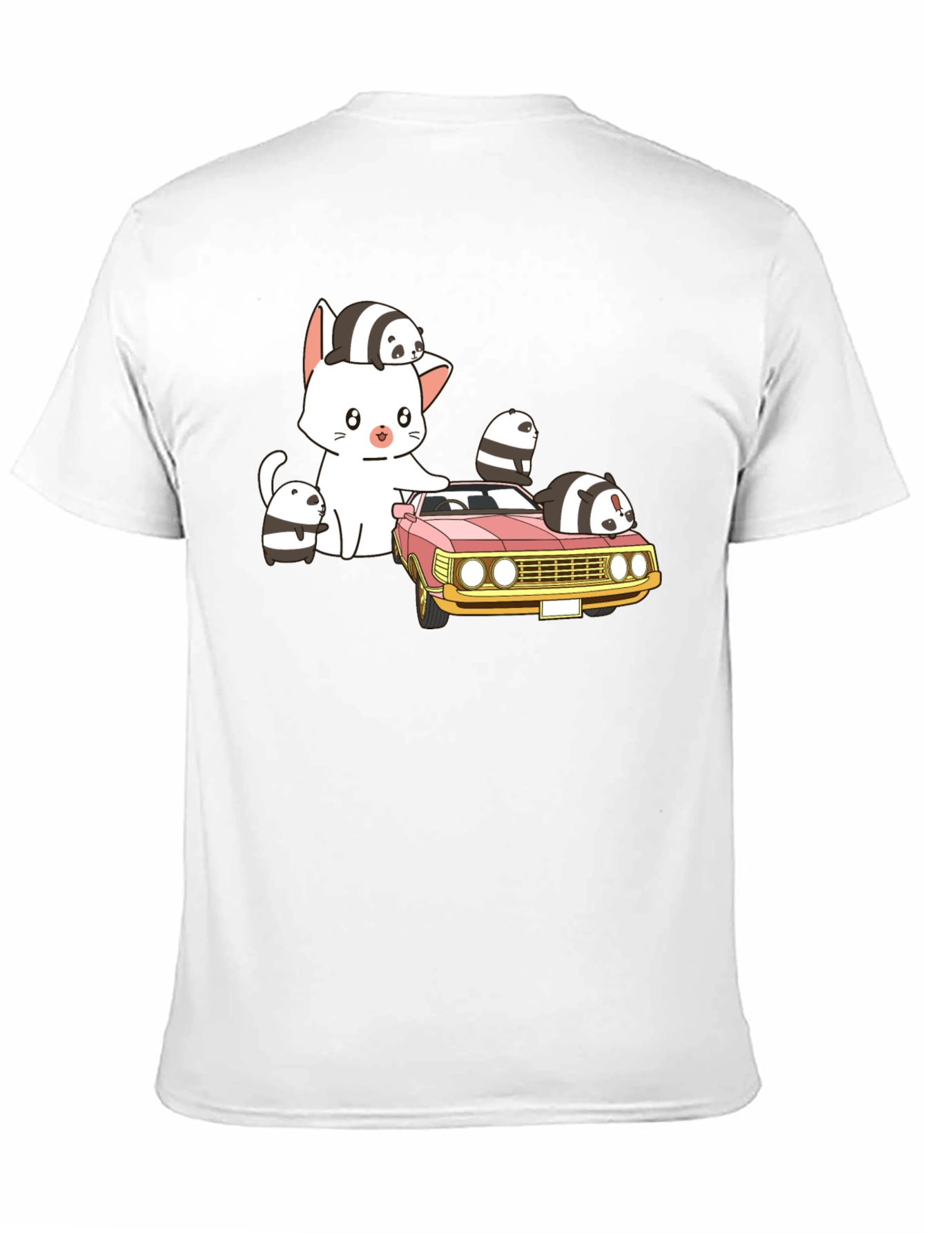 Cute Cartoon Car and Cat T-Shirt