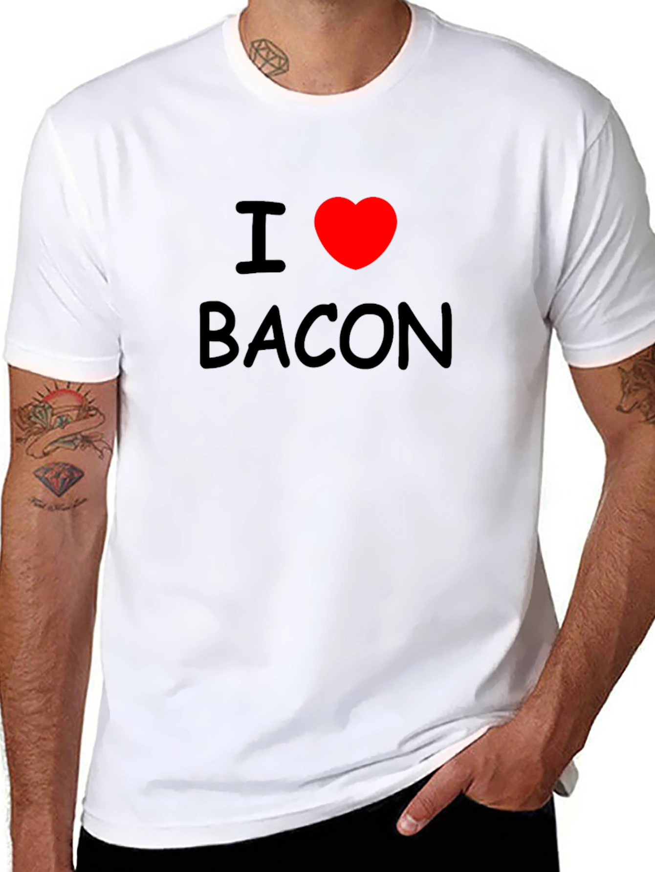 I Heart Bacon Tee - Black Graphic T-Shirt