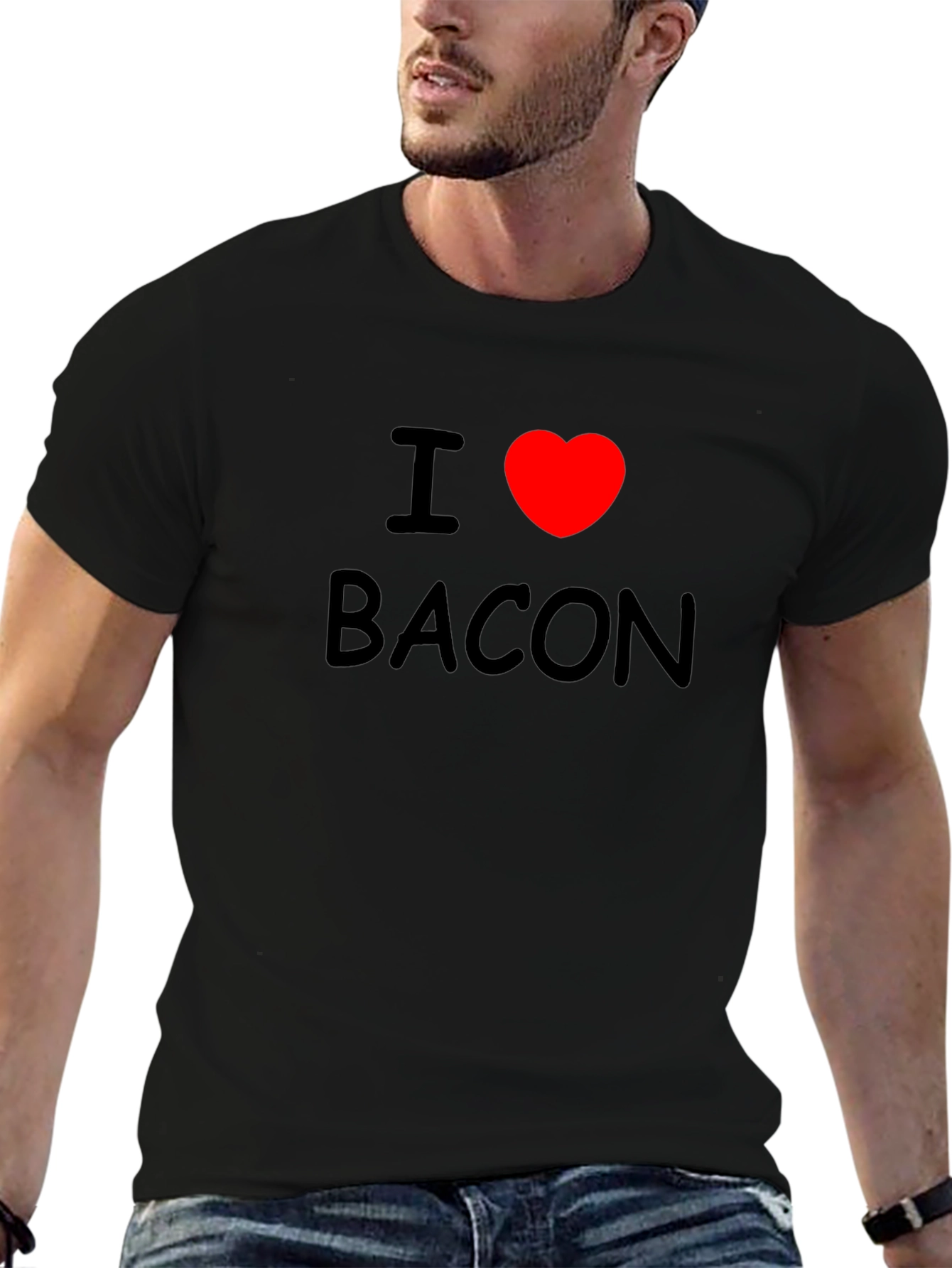 I Heart Bacon Tee - Black Graphic T-Shirt