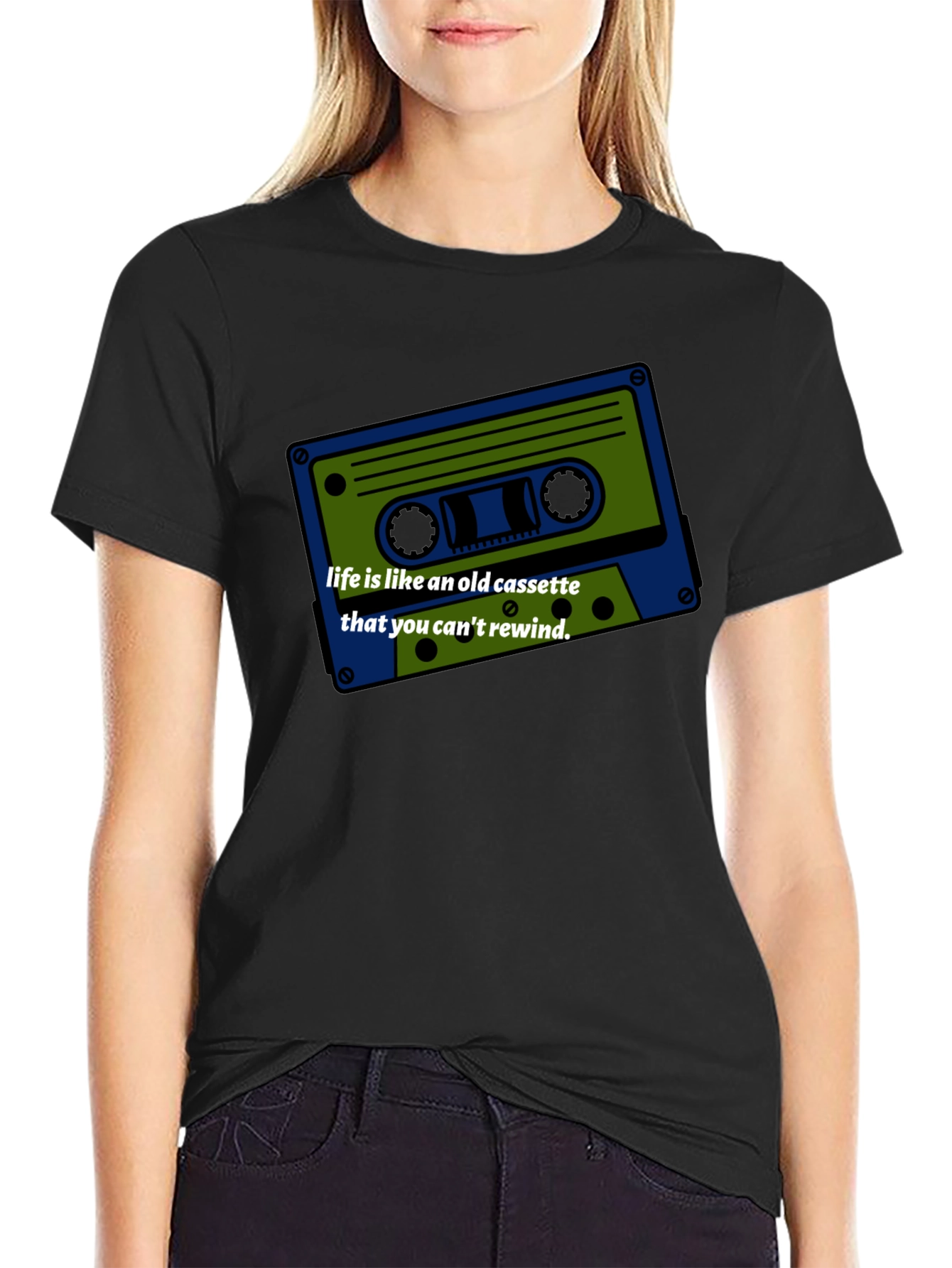 Retro Cassette Tape Graphic Tee - Lifes Unrewindable