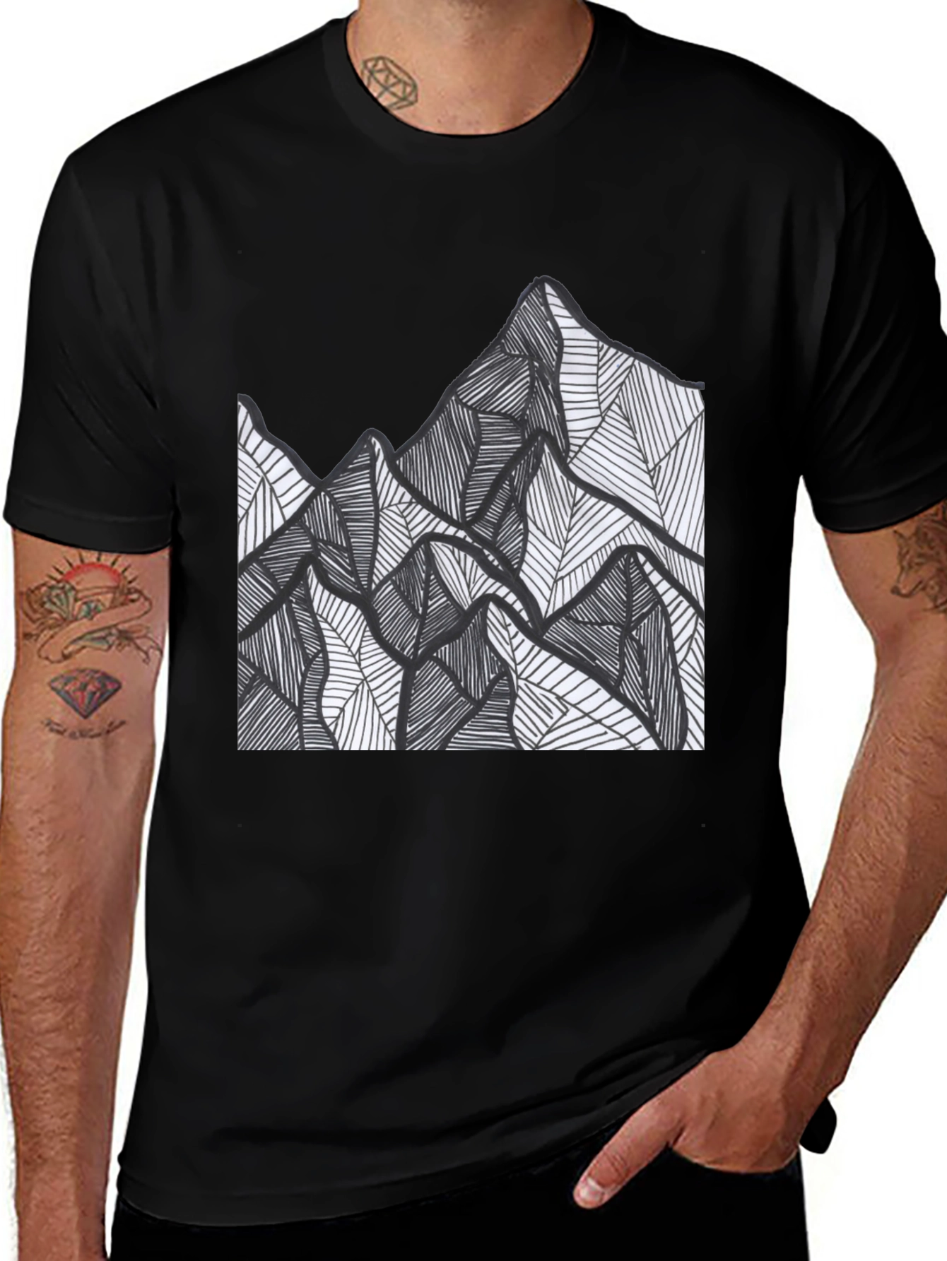 Mountain Graphic Tee - Mens Black Short Sleeve