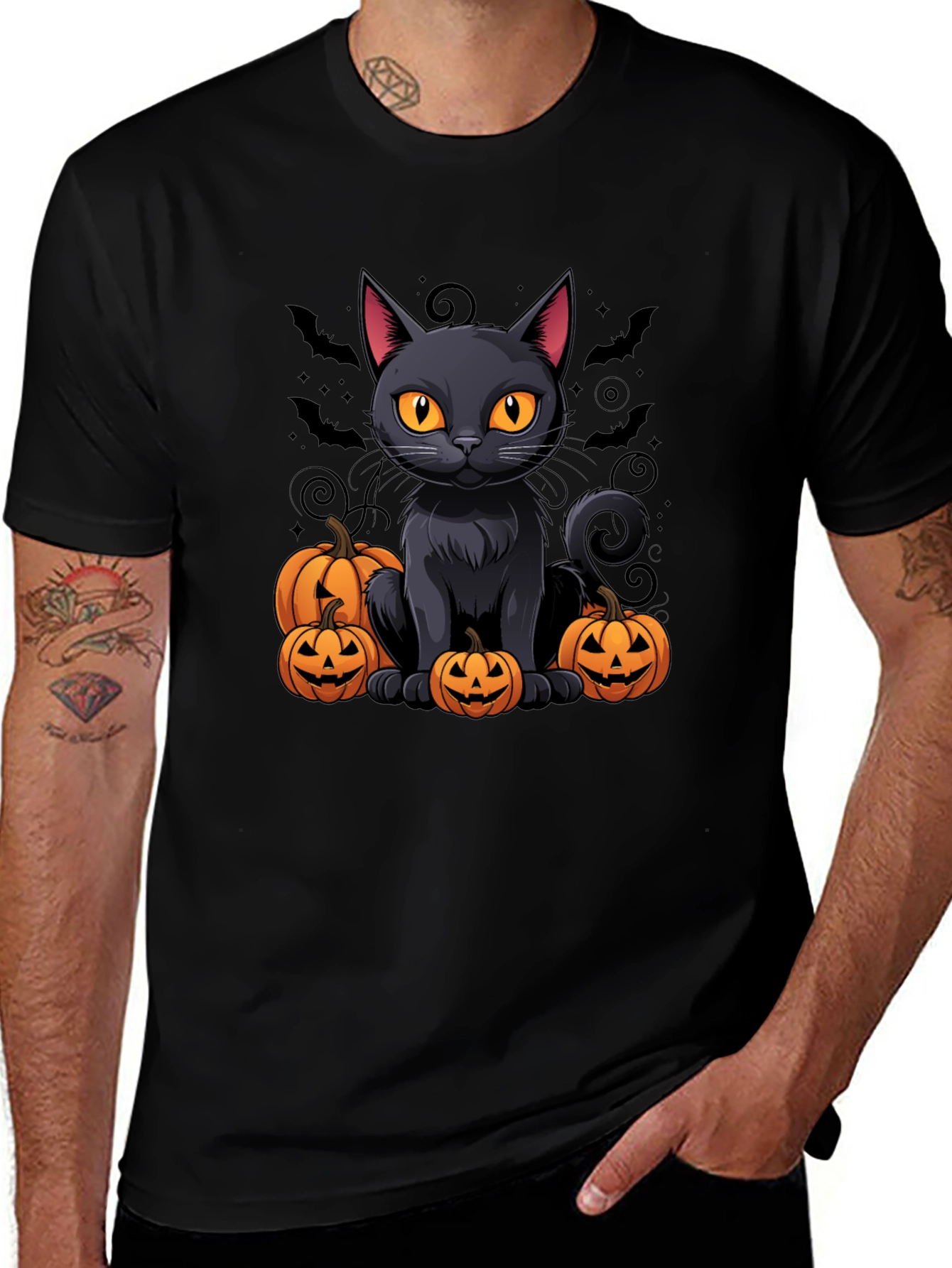 Halloween Cat & Pumpkin T-Shirt