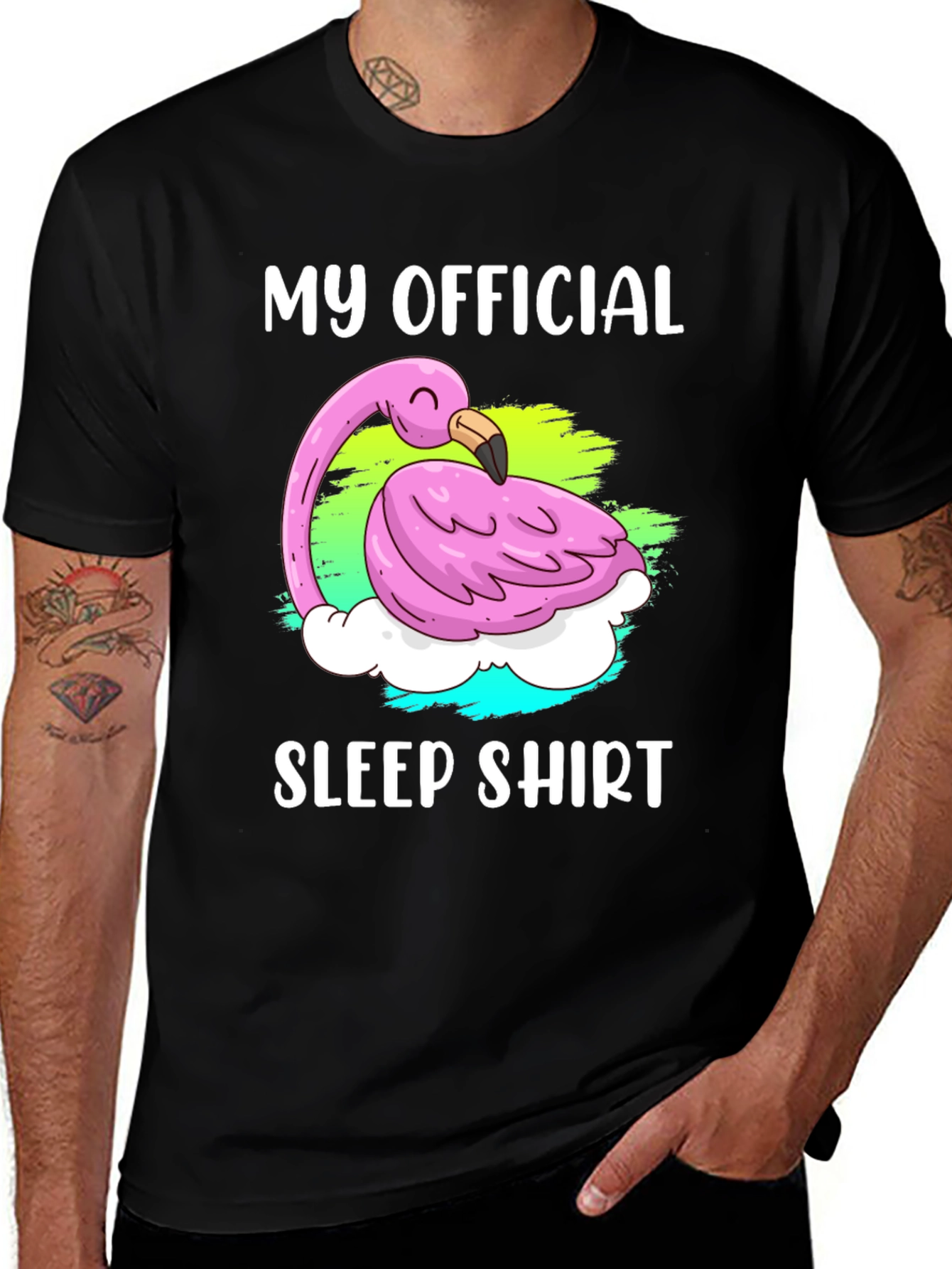 Official Flamingo Sleep Shirt - Black Cotton Tee