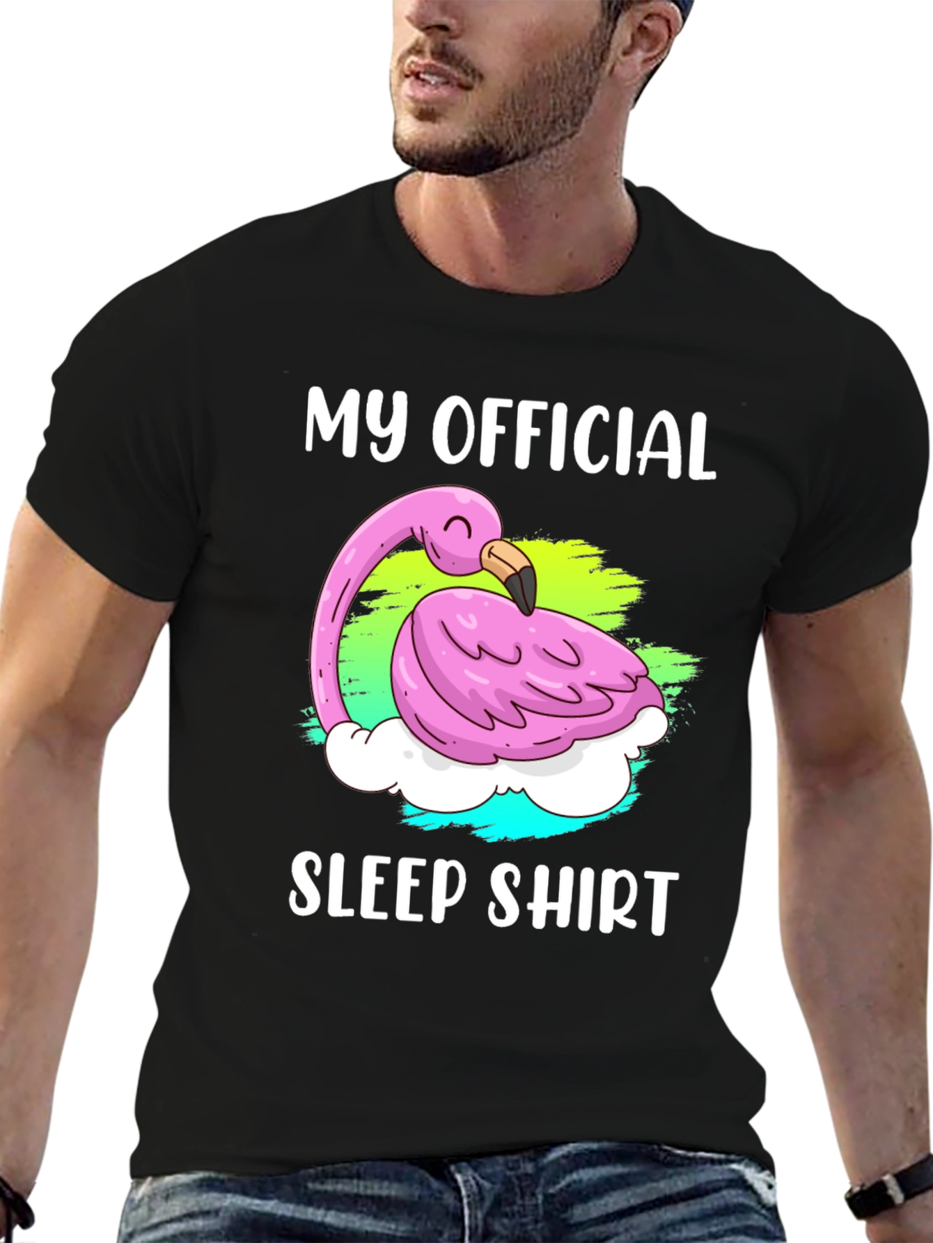 Official Flamingo Sleep Shirt - Black Cotton Tee