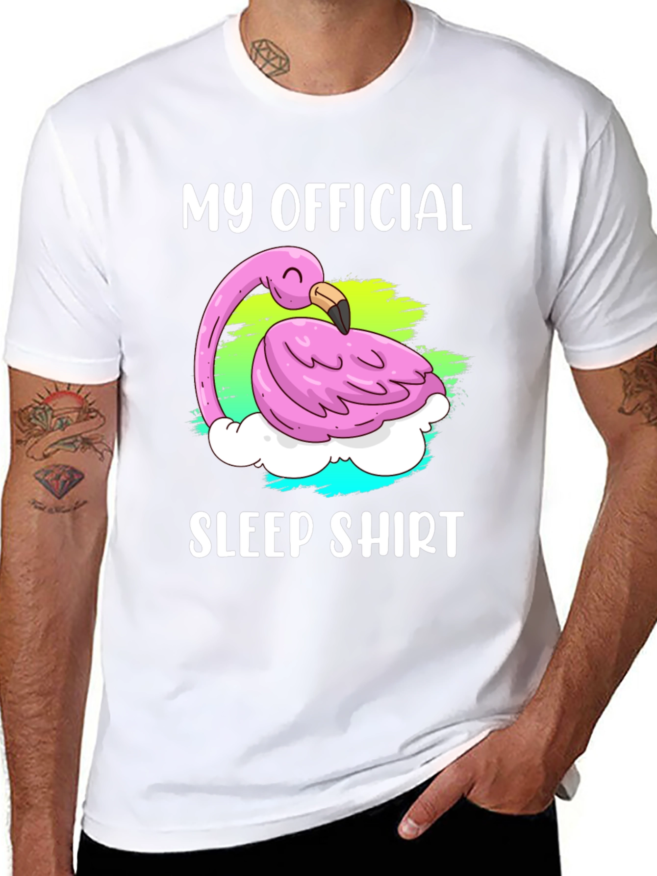 Official Flamingo Sleep Shirt - Black Cotton Tee