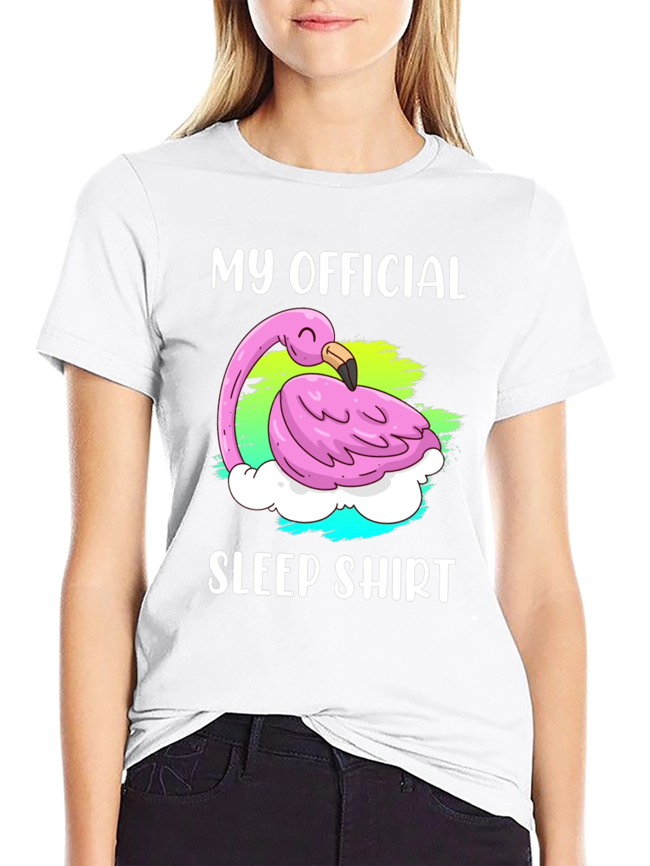 Official Flamingo Sleep Shirt - Black Cotton Tee
