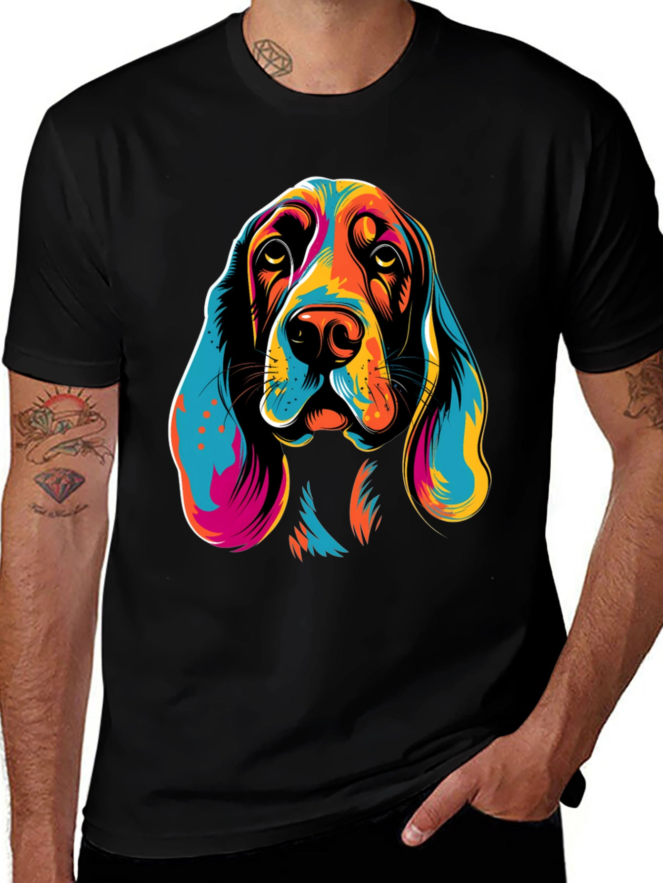 Vibrant Dog Graphic T-Shirt