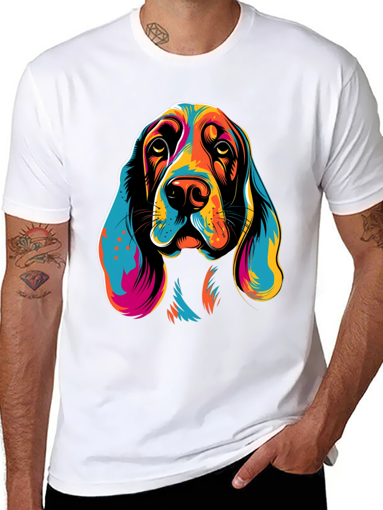 Vibrant Dog Graphic T-Shirt