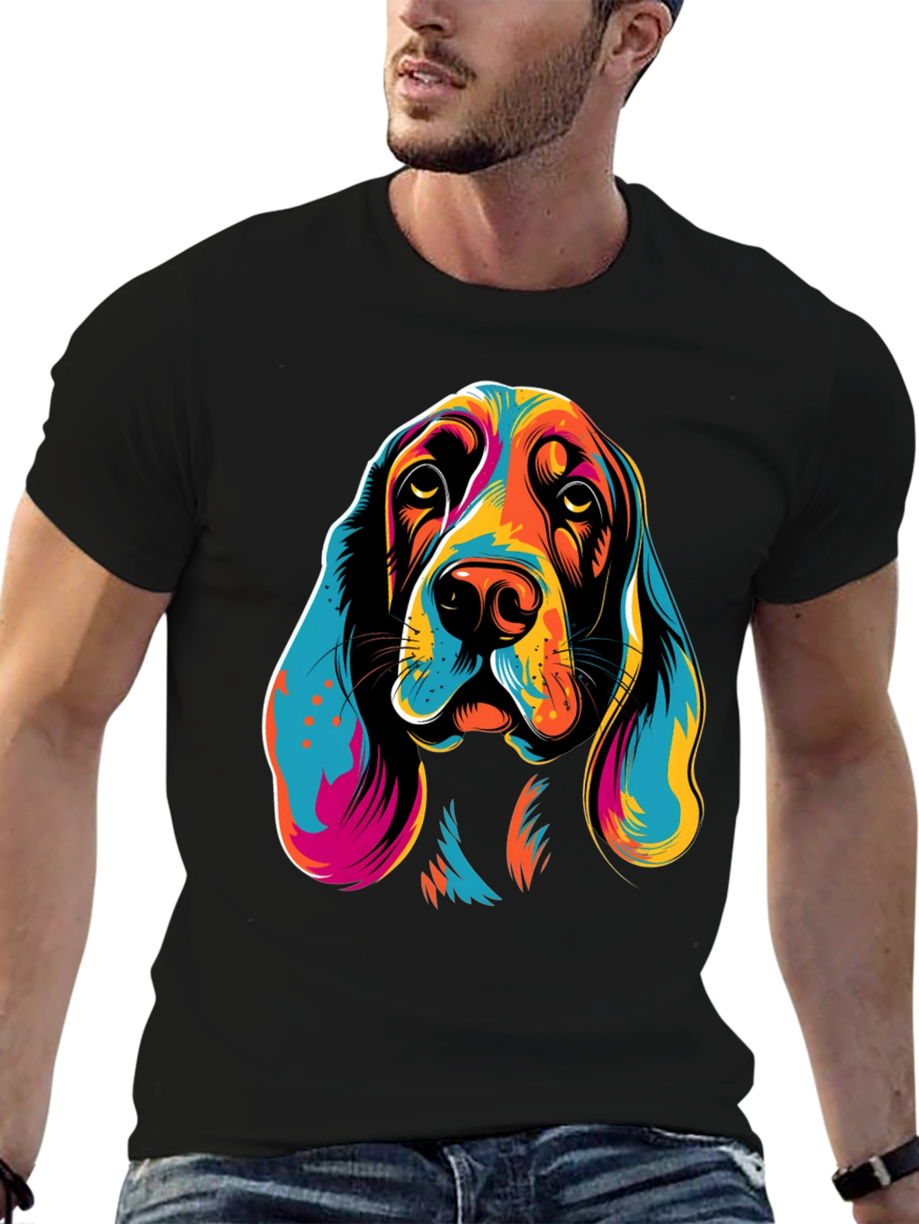 Vibrant Dog Graphic T-Shirt
