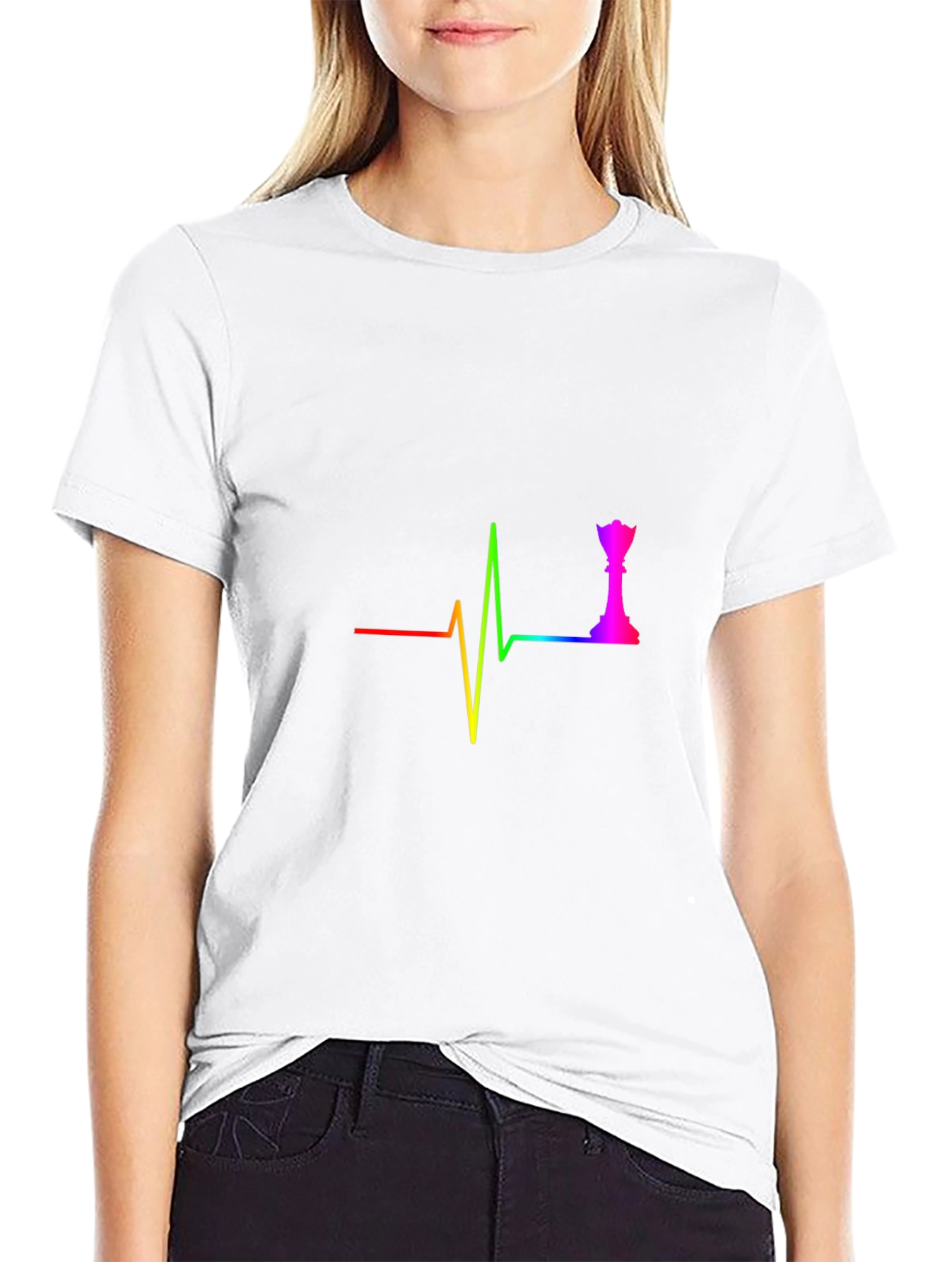 Rainbow Chess Queen Heartbeat T-Shirt