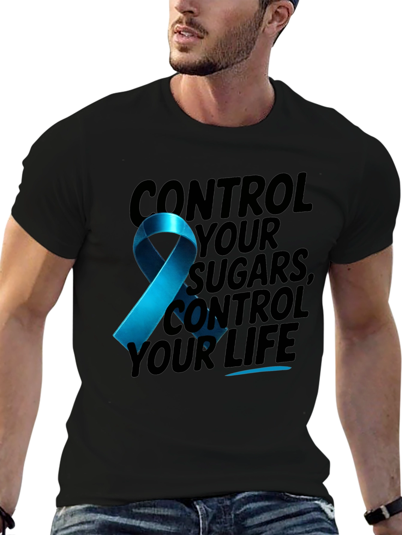 Diabetes Awareness Ribbon Graphic T-Shirt