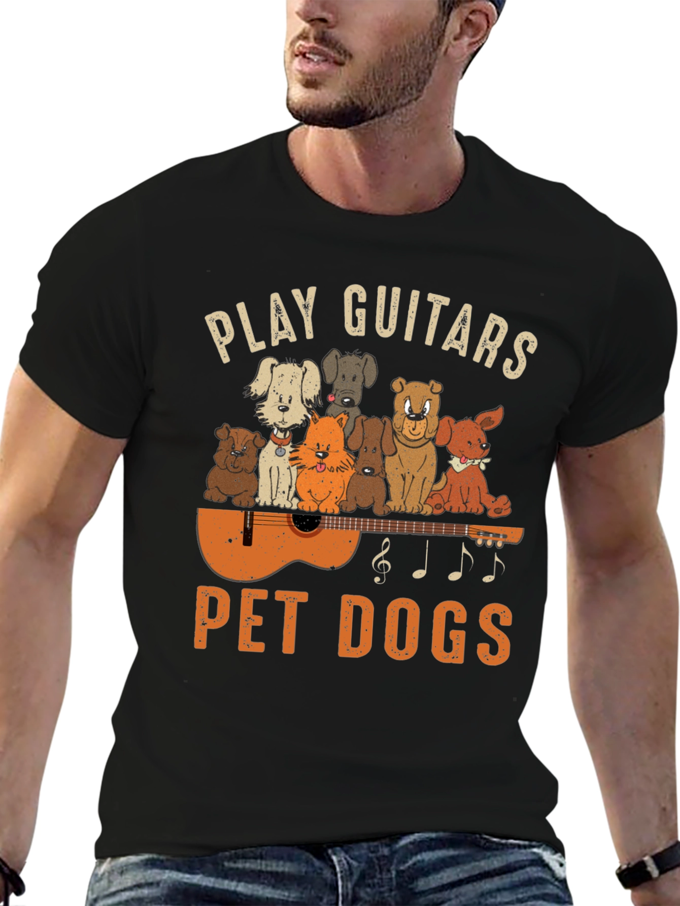 Play Guitars Pet Dogs Graphic T-Shirt