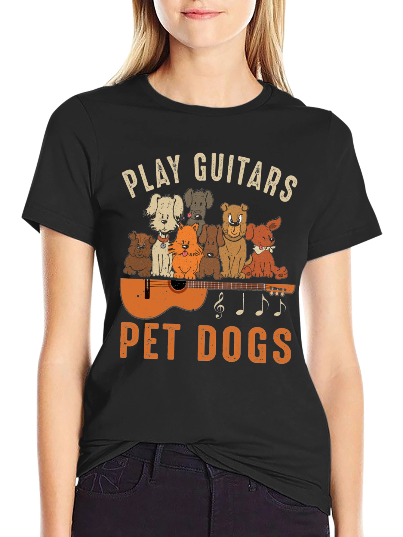 Play Guitars Pet Dogs Graphic T-Shirt