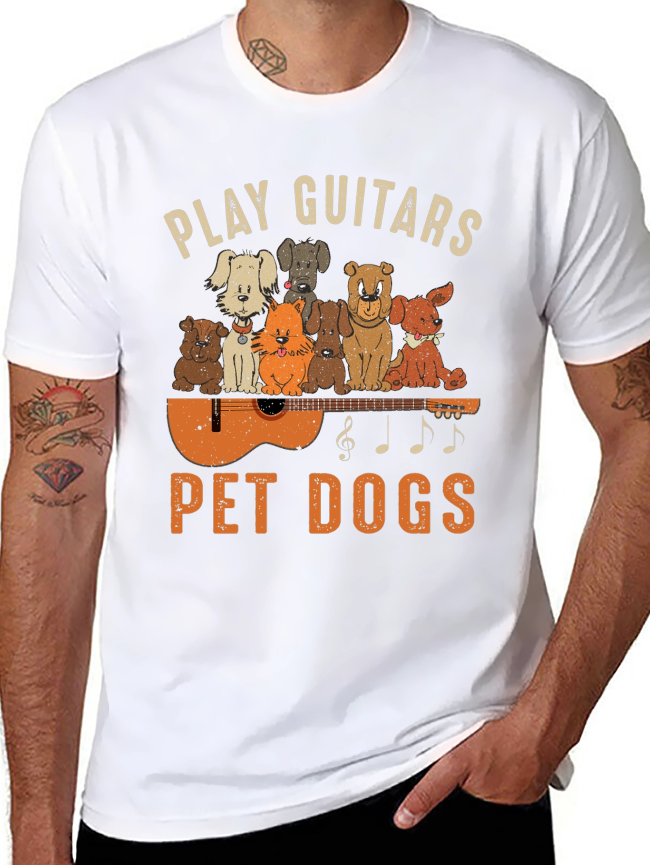 Play Guitars Pet Dogs Graphic T-Shirt
