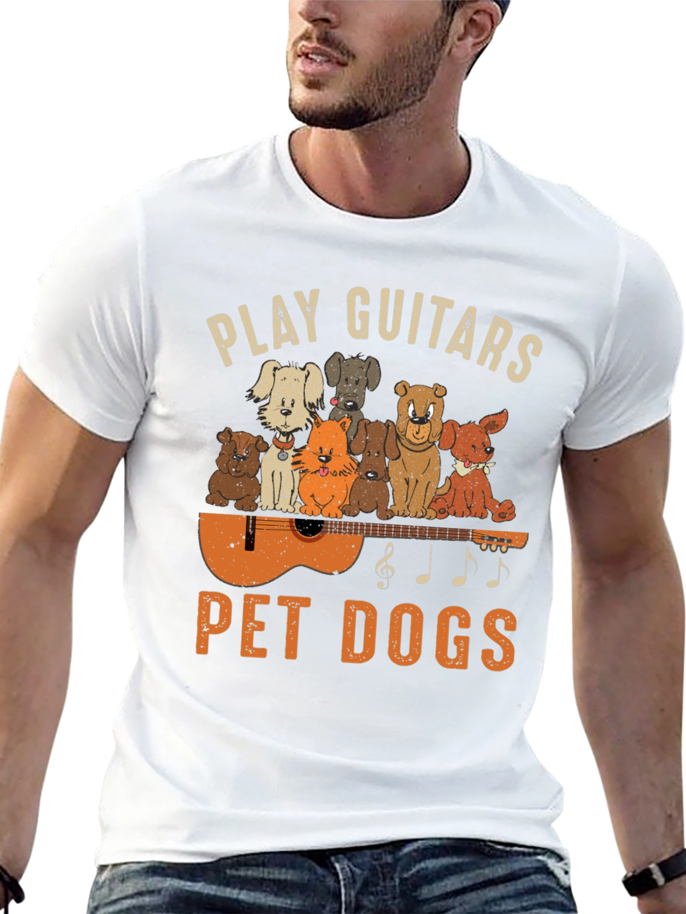 Play Guitars Pet Dogs Graphic T-Shirt