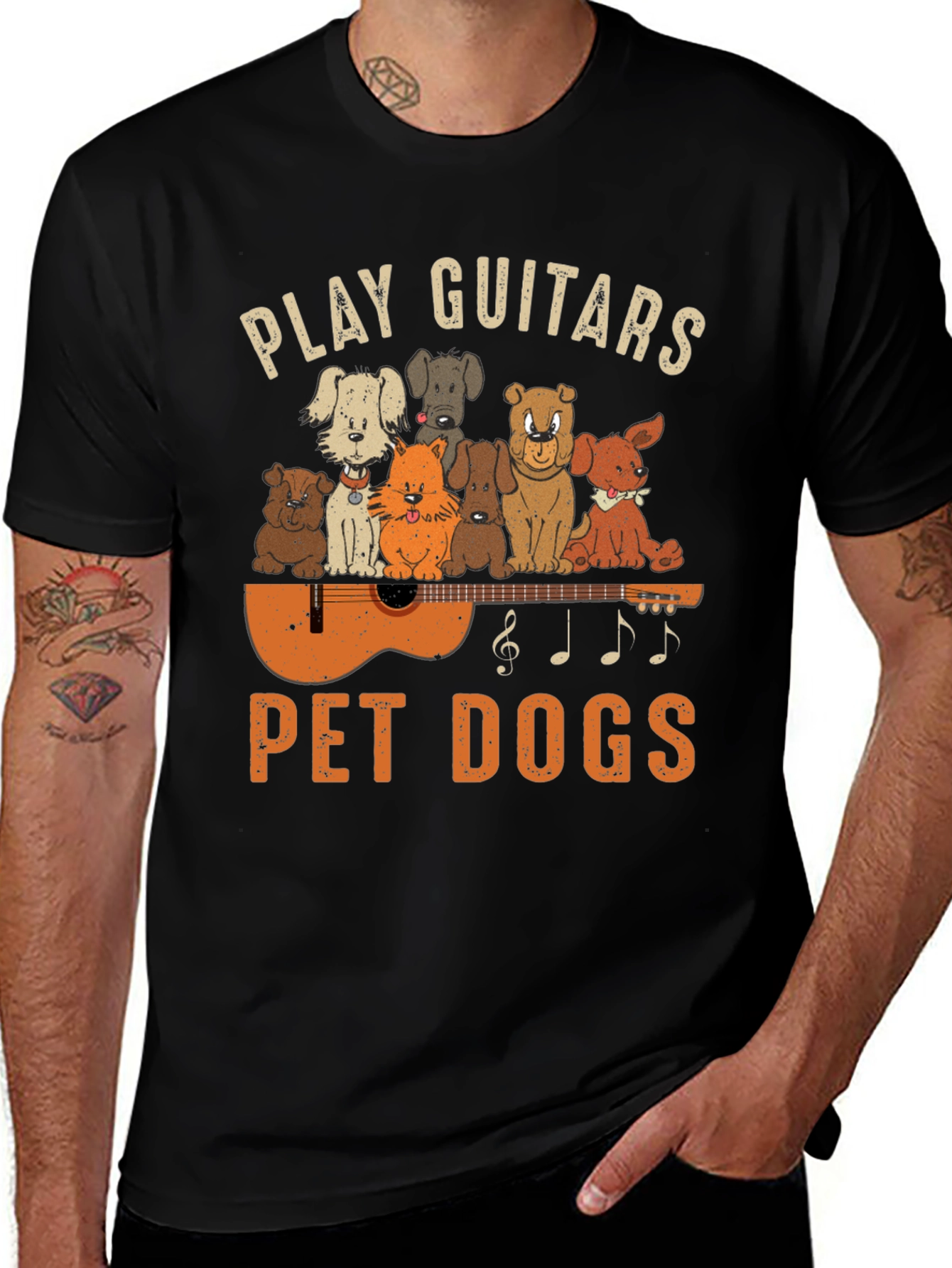 Play Guitars Pet Dogs Graphic T-Shirt
