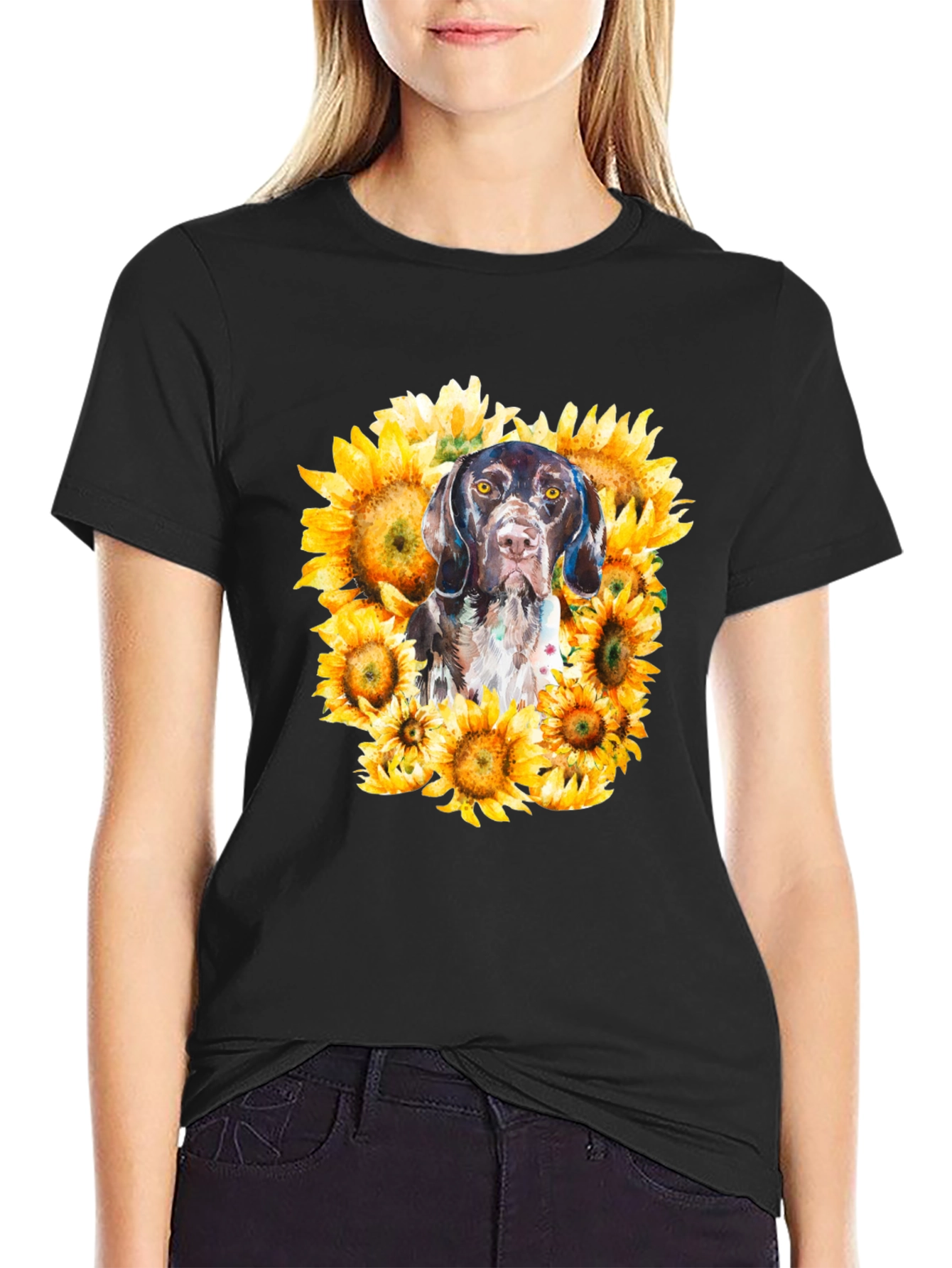 Dog and Sunflower Graphic Tee