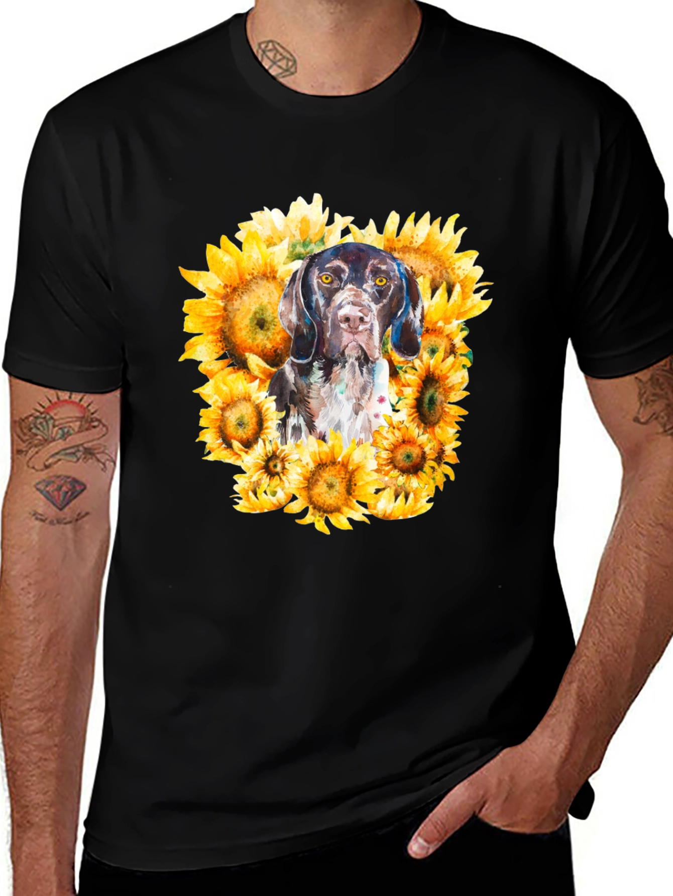 Dog and Sunflower Graphic Tee