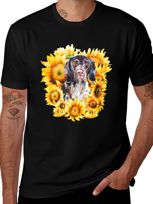Dog and Sunflower Graphic Tee