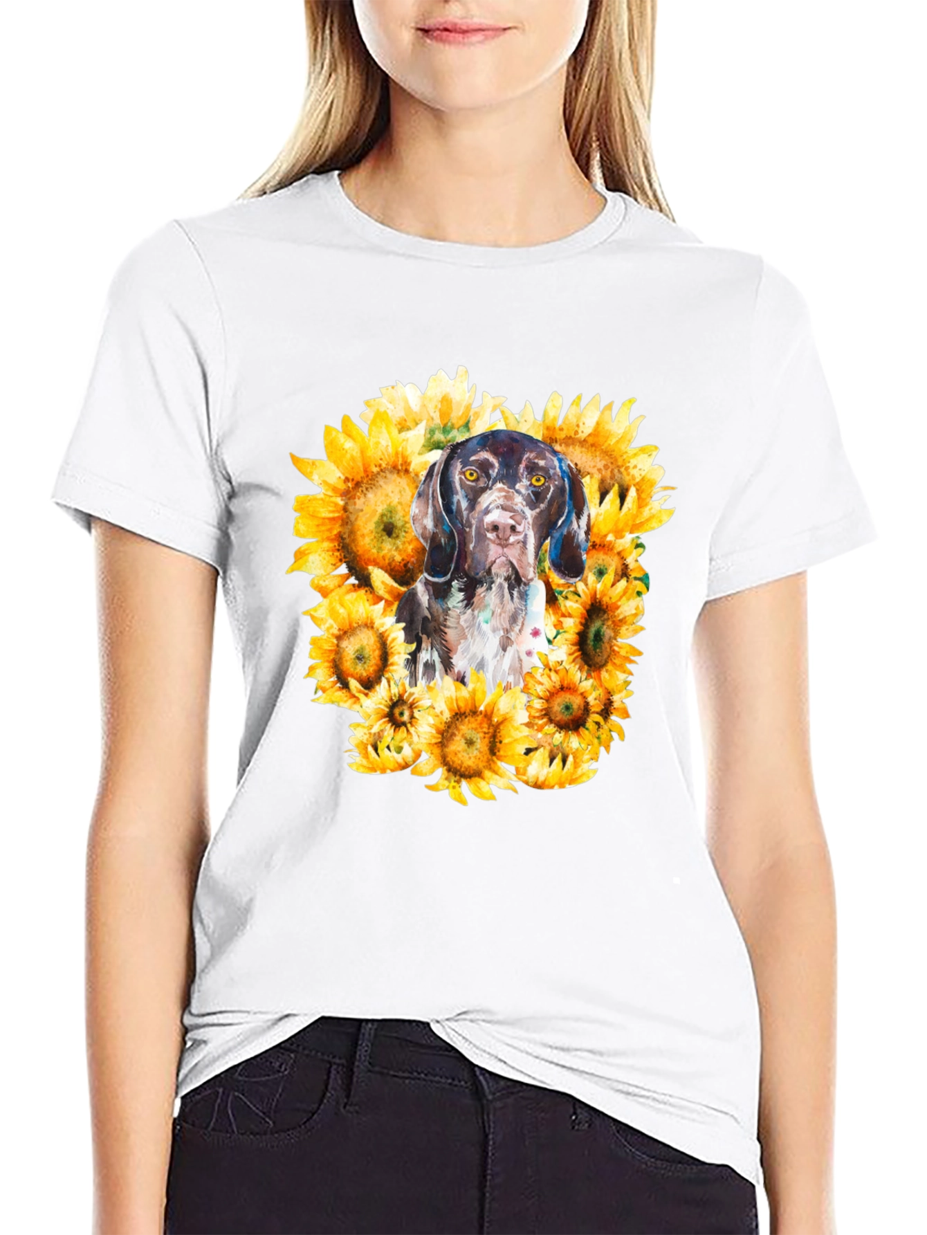 Dog and Sunflower Graphic Tee