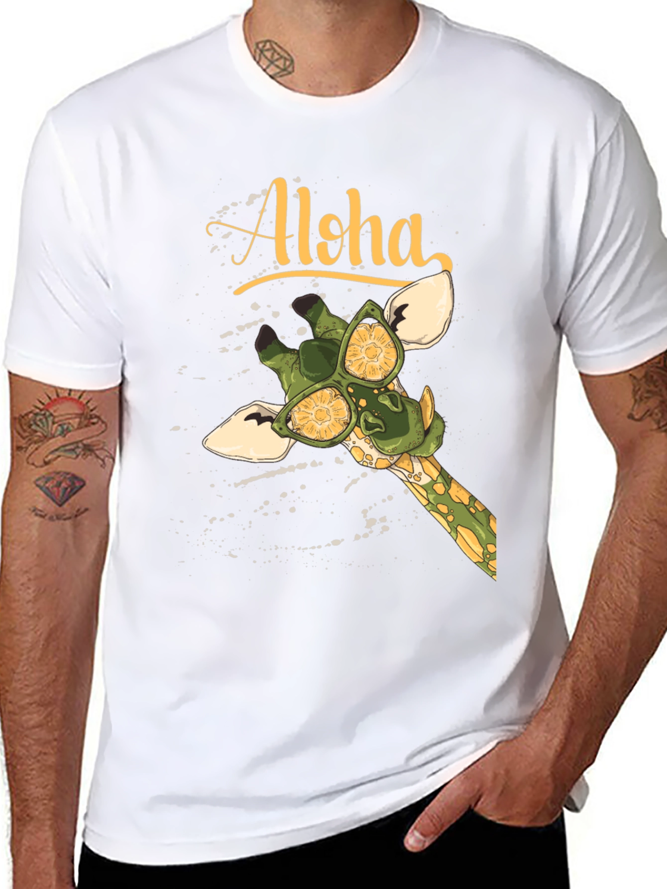 Aloha Giraffe Graphic T-Shirt - Summer Vibes