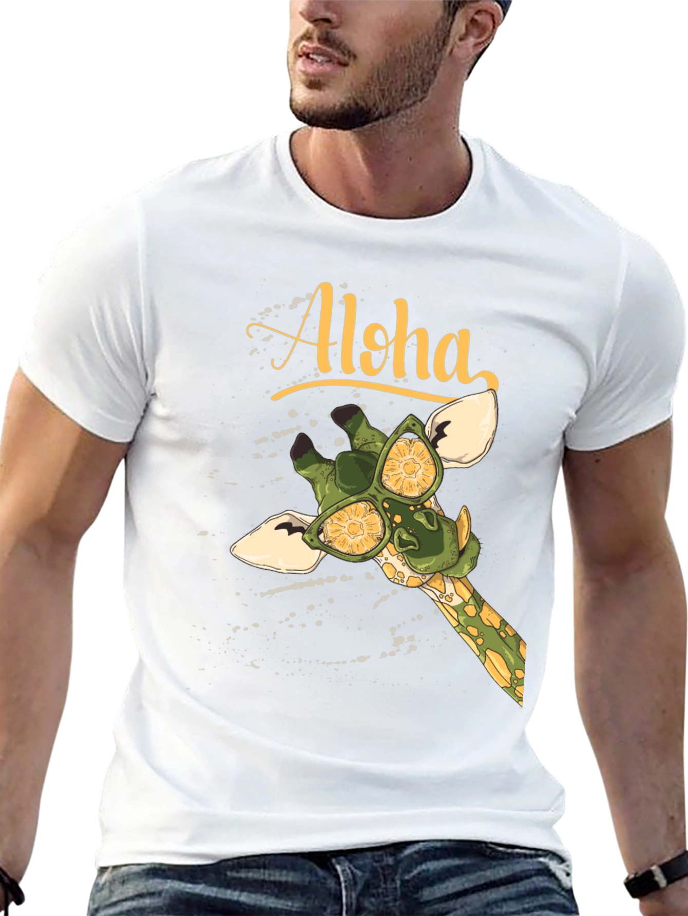 Aloha Giraffe Graphic T-Shirt - Summer Vibes