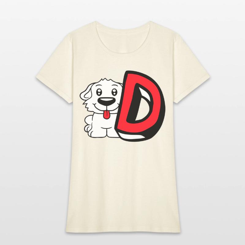 Dog D Letter Sitting Small Cute Happy Funny Puppy