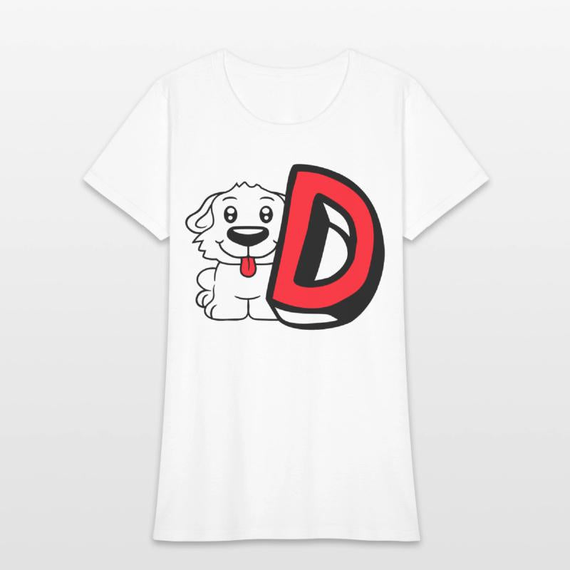 Dog D Letter Sitting Small Cute Happy Funny Puppy