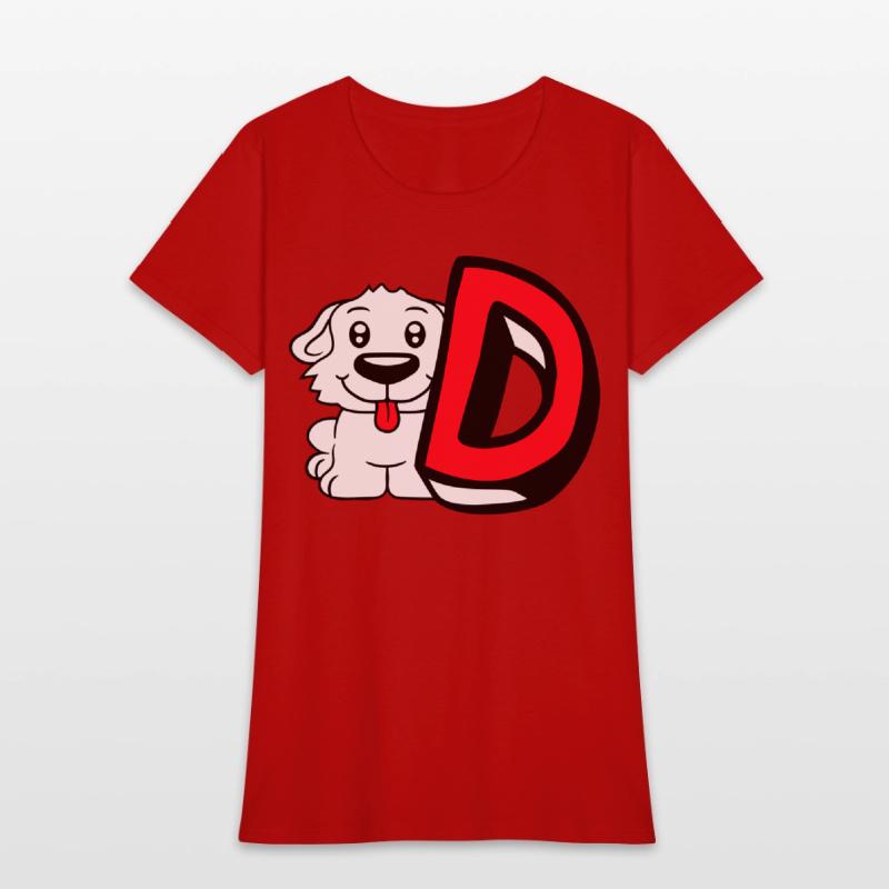 Dog D Letter Sitting Small Cute Happy Funny Puppy