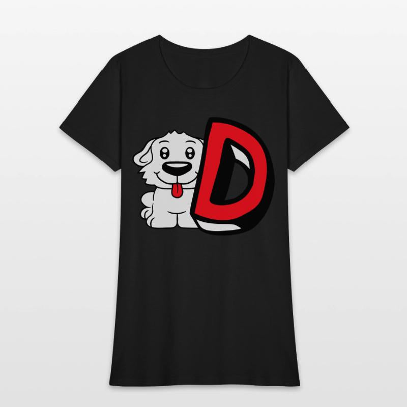 Dog D Letter Sitting Small Cute Happy Funny Puppy