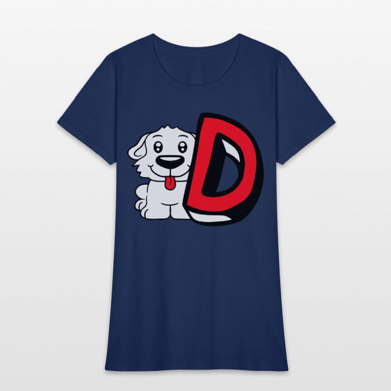 Dog D Letter Sitting Small Cute Happy Funny Puppy