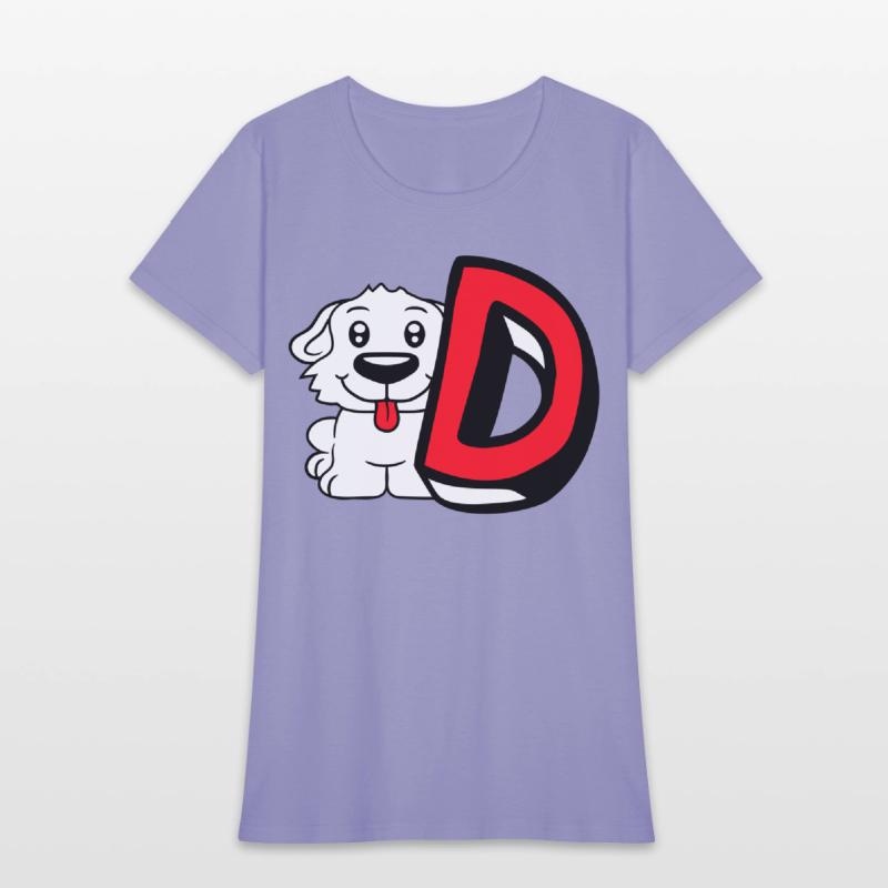 Dog D Letter Sitting Small Cute Happy Funny Puppy