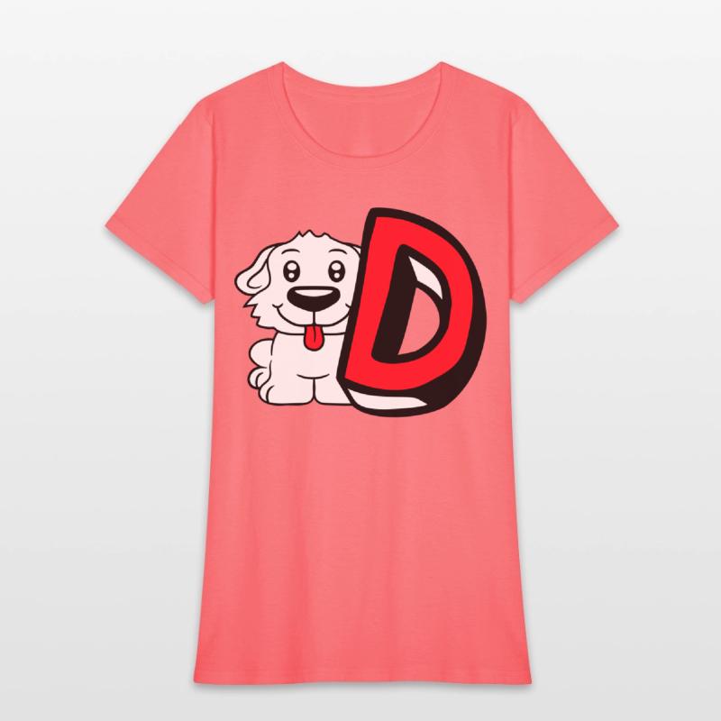 Dog D Letter Sitting Small Cute Happy Funny Puppy