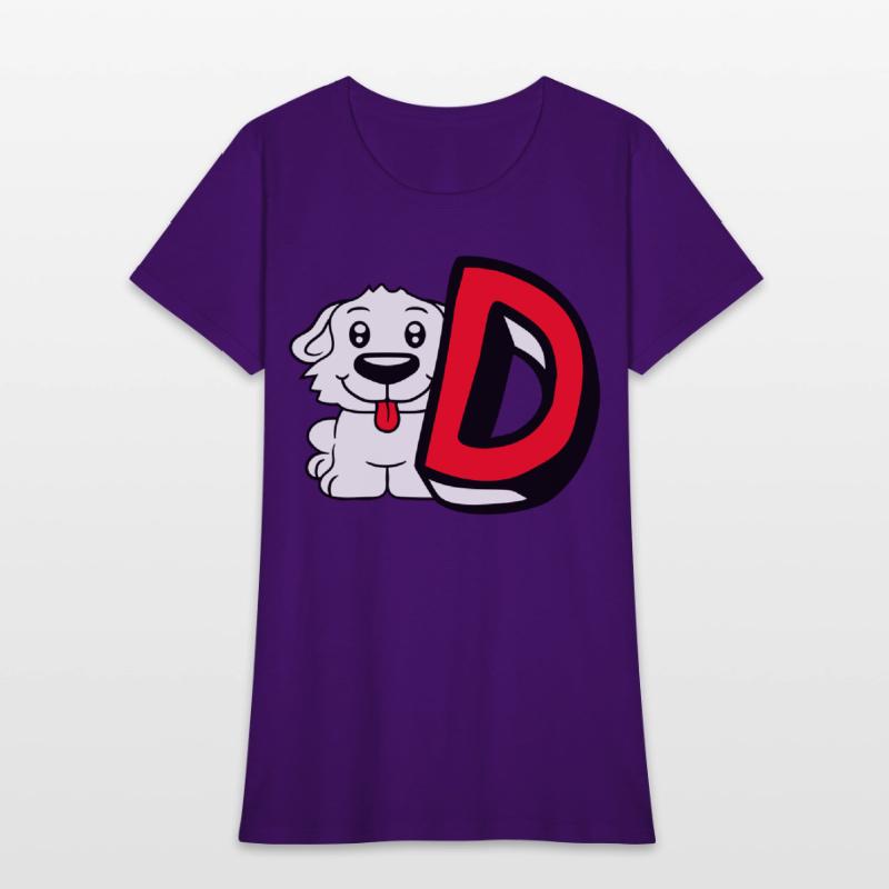 Dog D Letter Sitting Small Cute Happy Funny Puppy