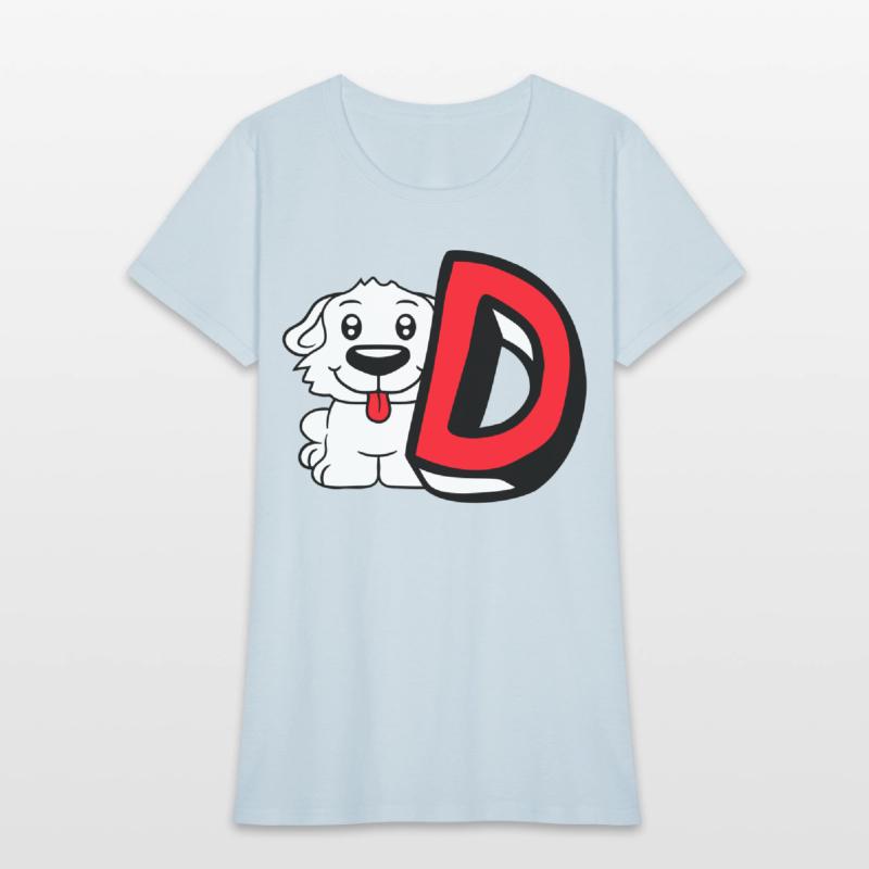 Dog D Letter Sitting Small Cute Happy Funny Puppy