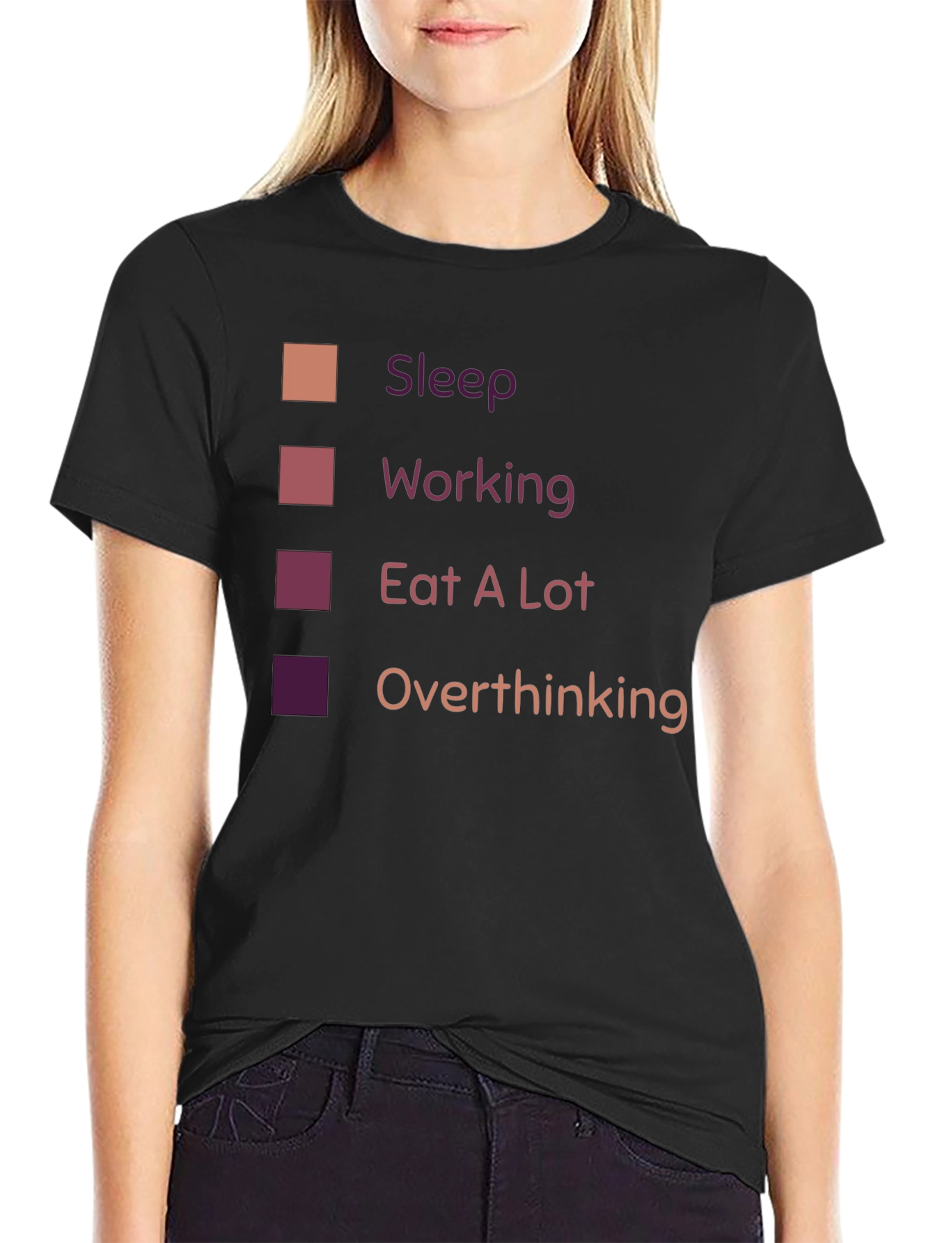 Sleep Working Eat A Lot Overthinking T-Shirt