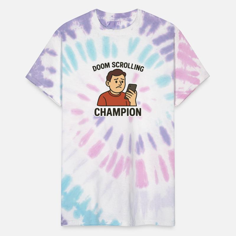 Doom Scrolling Champion Cartoon Design