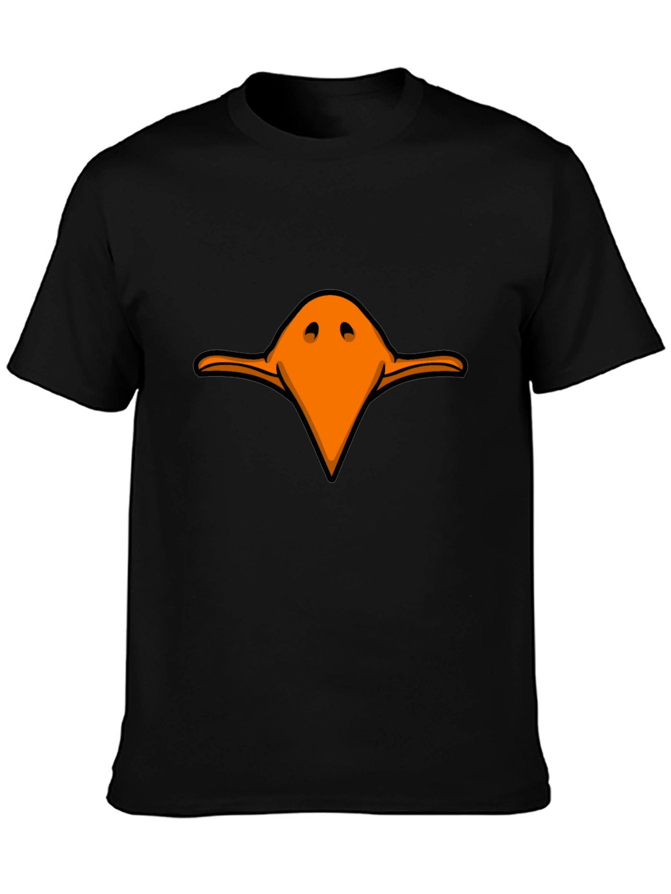 Funny Orange Duck Beak Graphic Black T-Shirt
