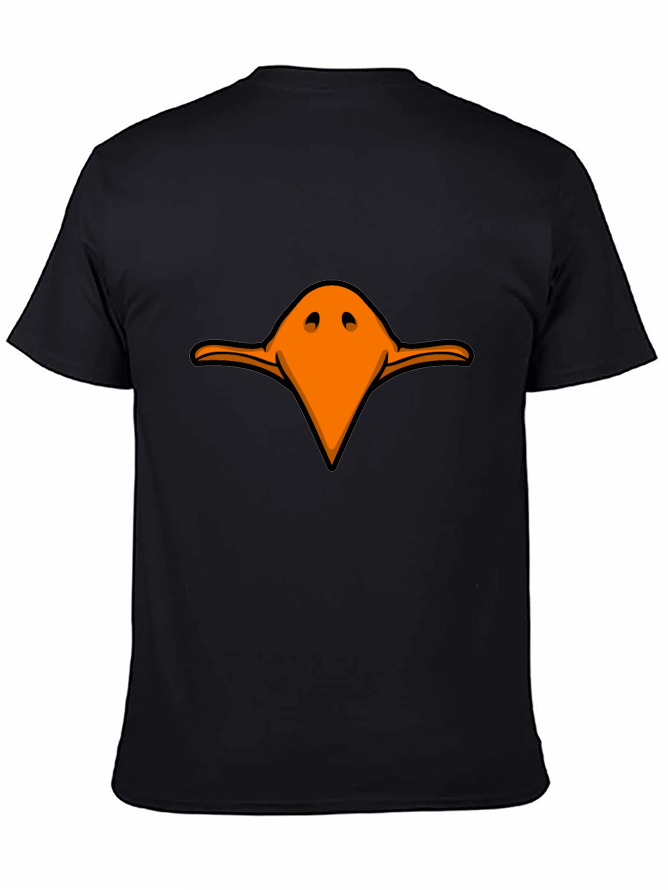 Funny Orange Duck Beak Graphic Black T-Shirt