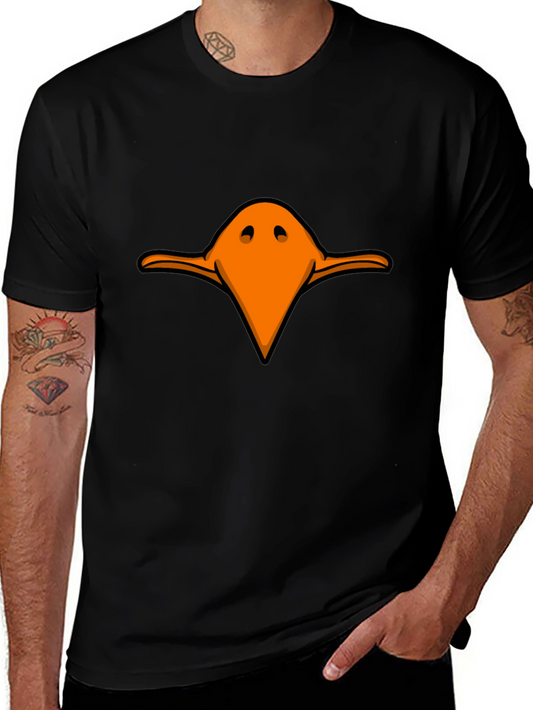 Funny Orange Duck Beak Graphic Black T-Shirt