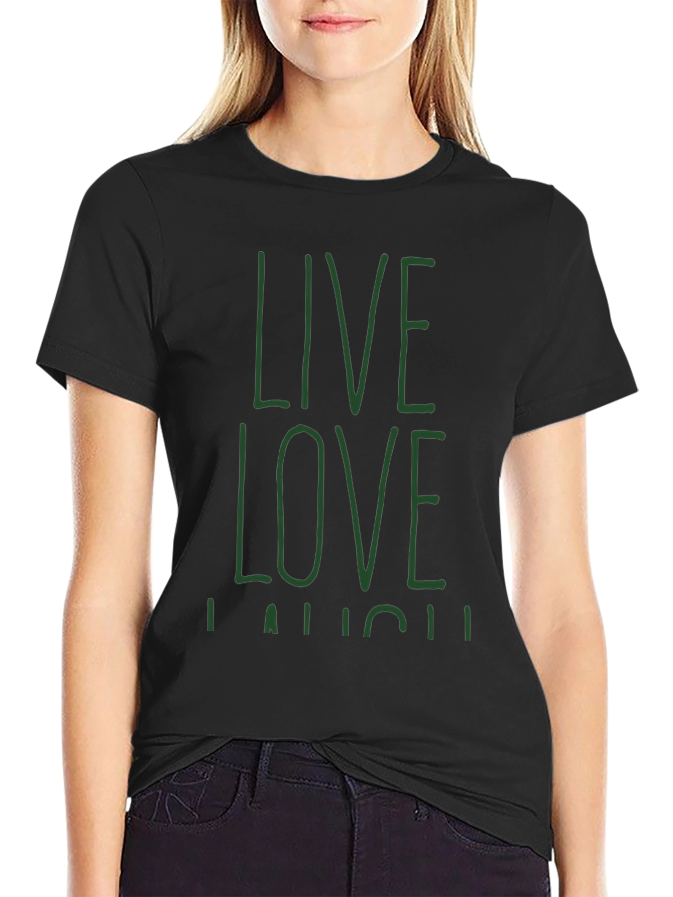 Live Love Laugh Graphic Tee - Black