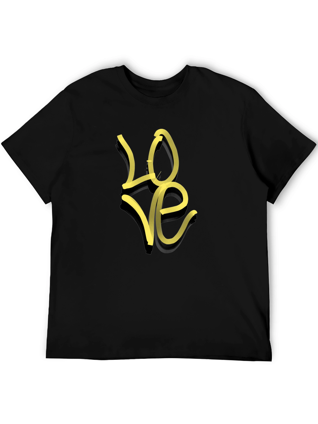 Black T-Shirt with Yellow LOVE Graphic