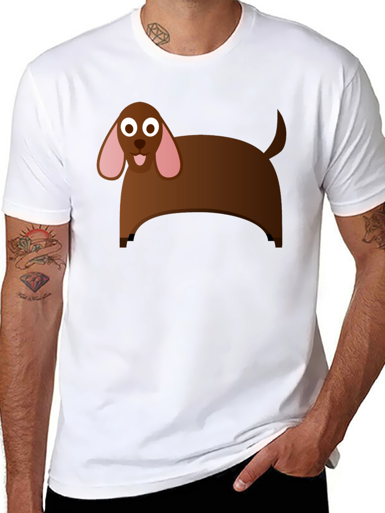 Cartoon Dog Graphic T-Shirt - Black Cotton Tee