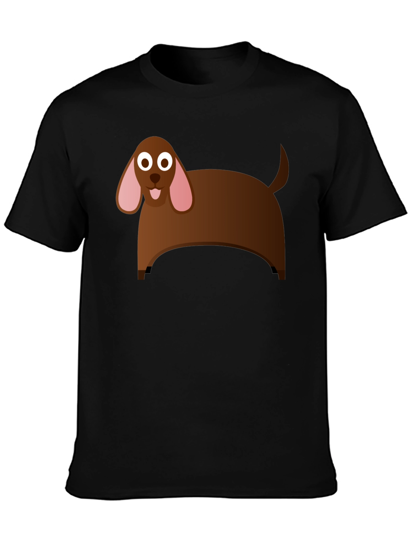 Cartoon Dog Graphic T-Shirt - Black Cotton Tee