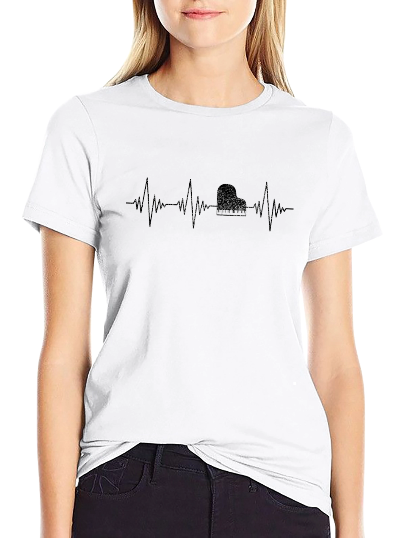 Piano Heartbeat T-Shirt - Music Lover Tee