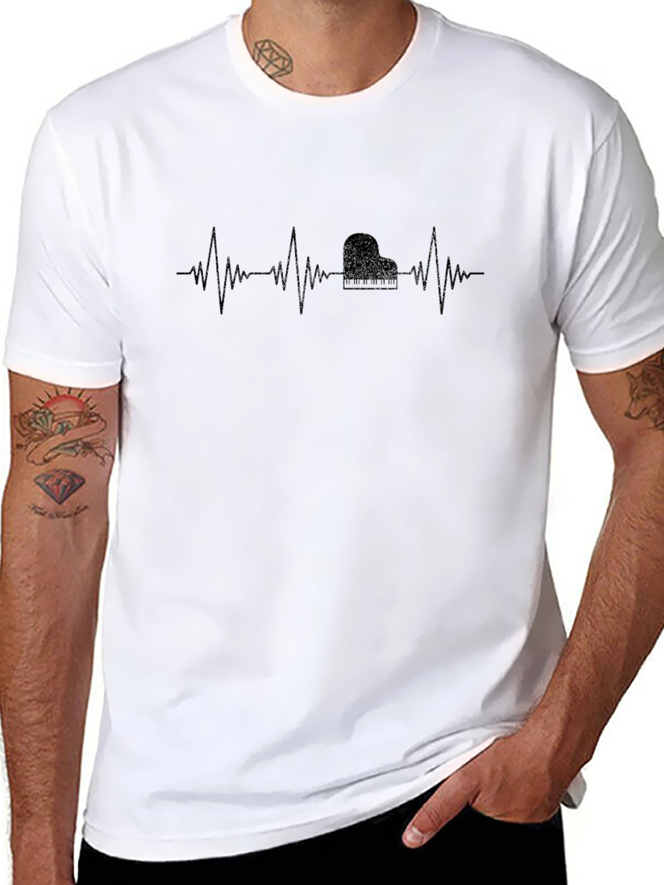 Piano Heartbeat T-Shirt - Music Lover Tee