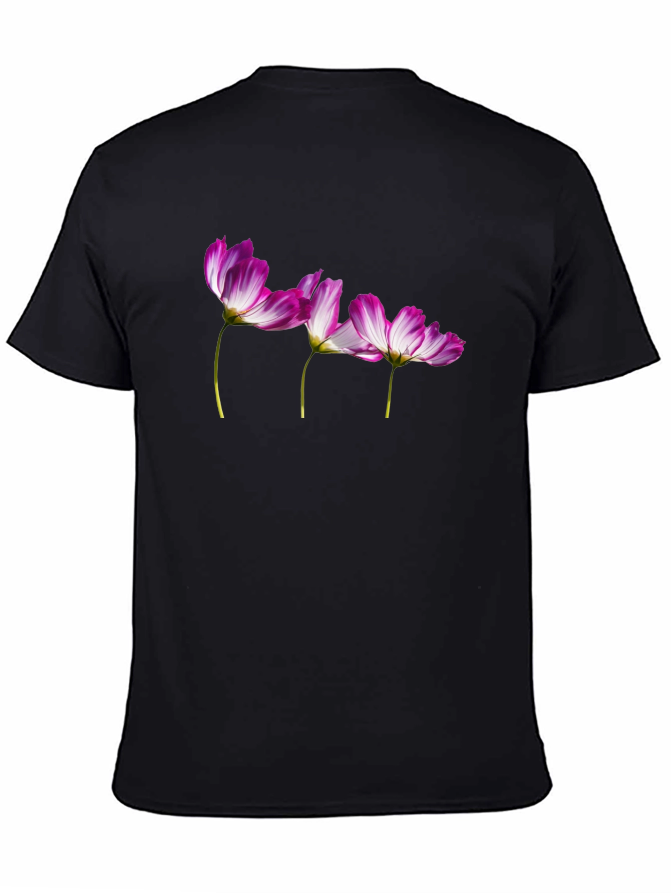 Floral Print T-Shirt - Black Casual Tee