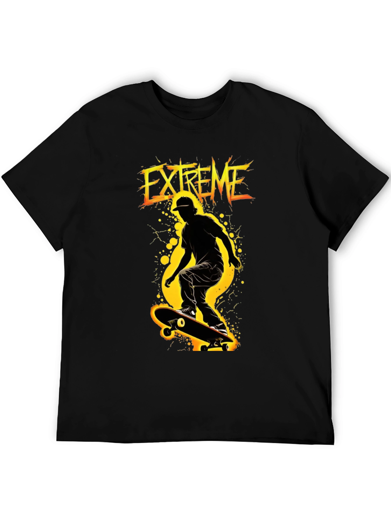 Extreme Skateboarder Black Graphic T-Shirt
