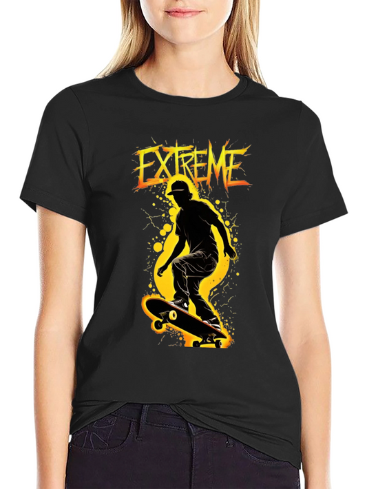 Extreme Skateboarder Black Graphic T-Shirt
