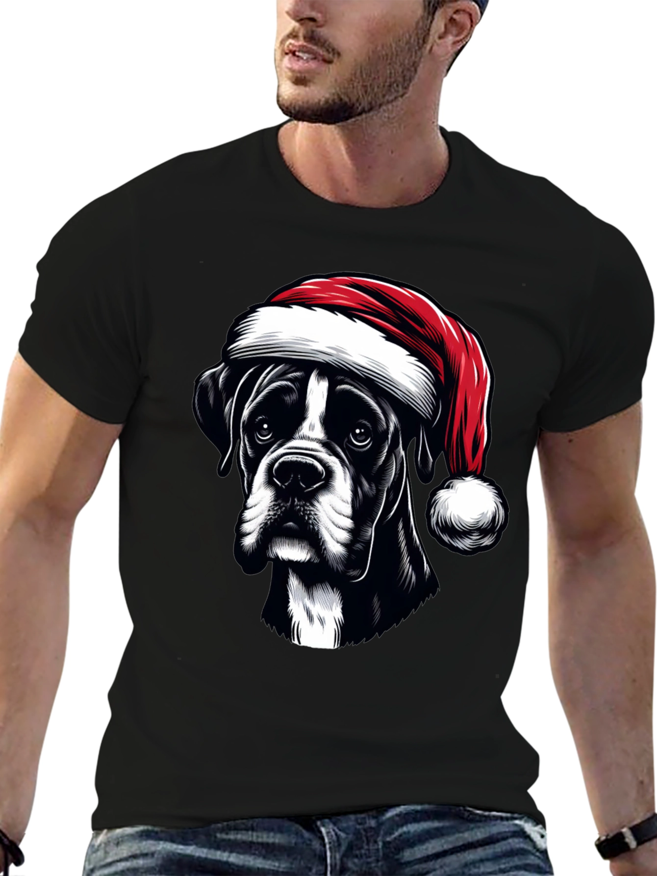 Christmas Dog Graphic Tee - Holiday Cheer